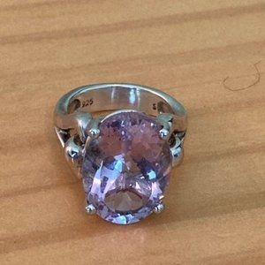 Amethyst Statement Ring 925 Sterling Silver, Sz 6.5